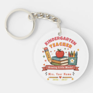 Personalized Retro Kindergarten Teacher Gift Keychain