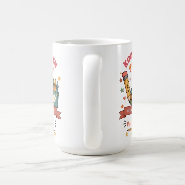 Personalized Retro Kindergarten Teacher Mug Gift (Handle)