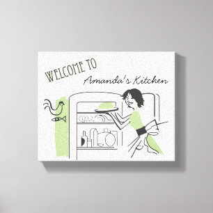Personalized Retro Kitchen Canvas Decor