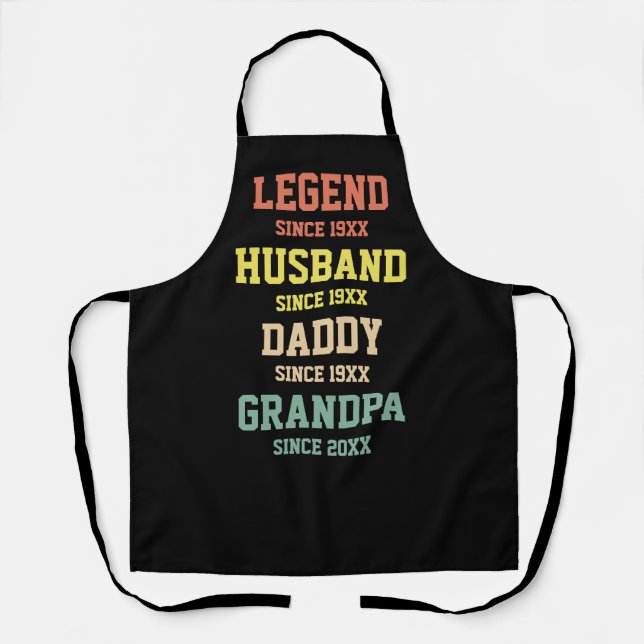 Personalized Retro Legend Husband Daddy Grandpa Apron (Front)