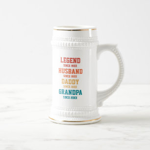 Personalized Retro Legend Husband Daddy Grandpa Beer Stein
