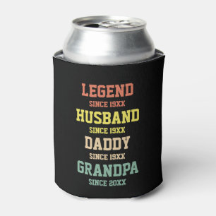 Personalized Retro Legend Husband Daddy Grandpa Can Cooler