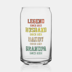 Personalized Retro Legend Husband Daddy Grandpa Can Glass