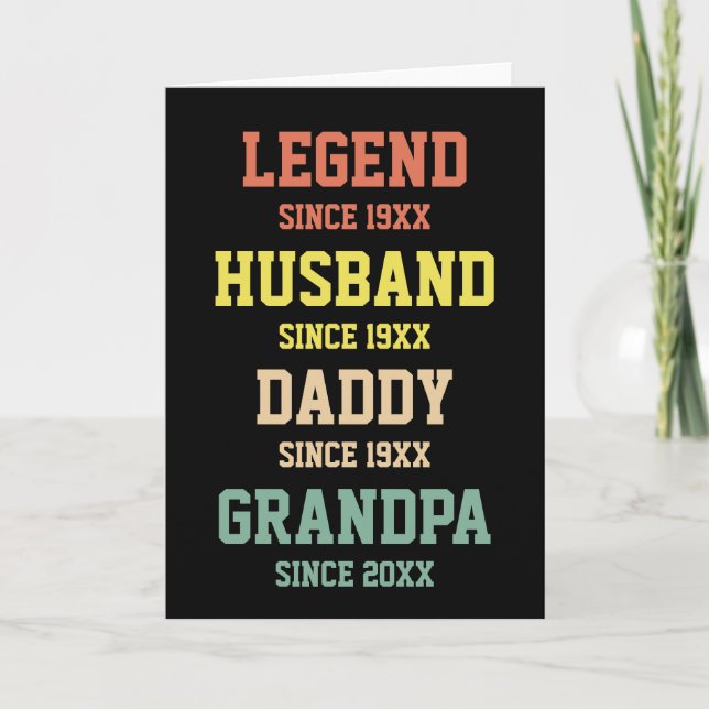 Personalized Retro Legend Husband Daddy Grandpa  Card (Front)