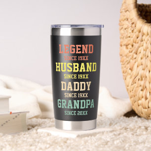 Personalized Retro Legend Husband Daddy Grandpa Insulated Tumbler