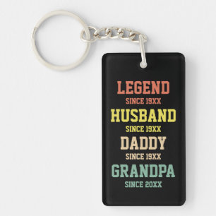 Personalized Retro Legend Husband Daddy Grandpa Keychain