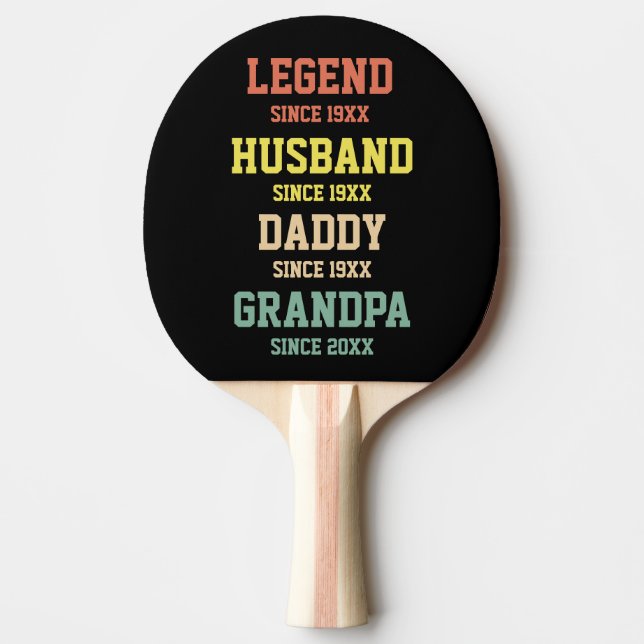 Personalized Retro Legend Husband Daddy Grandpa Ping Pong Paddle (Front)