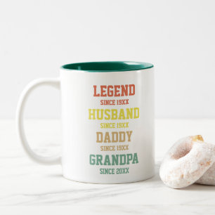 Personalized Retro Legend Husband Daddy Grandpa Two-Tone Coffee Mug