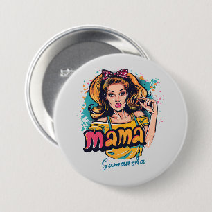 Personalized Retro  Mama Pop Art (10) 3 Inch Round Button