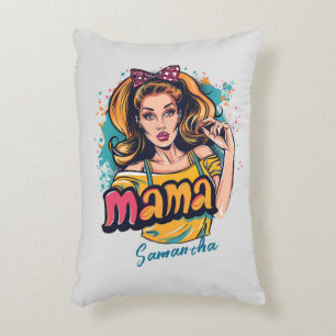Personalized Retro  Mama Pop Art (10) Accent Pillow