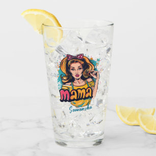 Personalized Retro Mama Pop Art (10) Glass