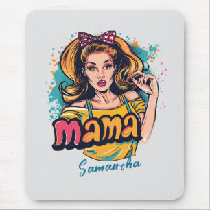 Personalized Retro  Mama Pop Art (10) Mouse Pad