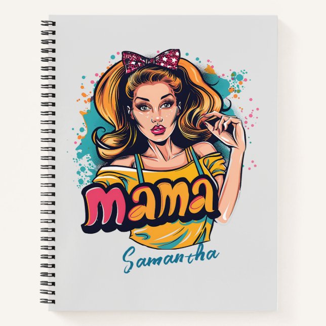 Personalized Retro  Mama Pop Art (10) Notebook (Front)