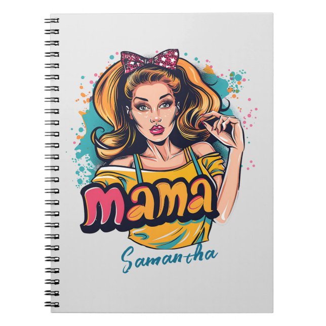 Personalized Retro  Mama Pop Art (10) Notebook (Front)