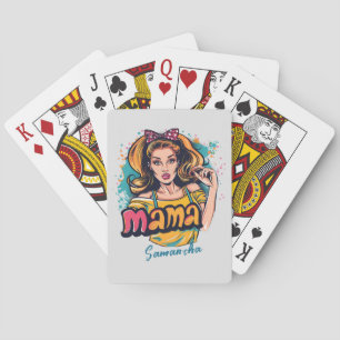 Personalized Retro  Mama Pop Art (10) Playing Cards