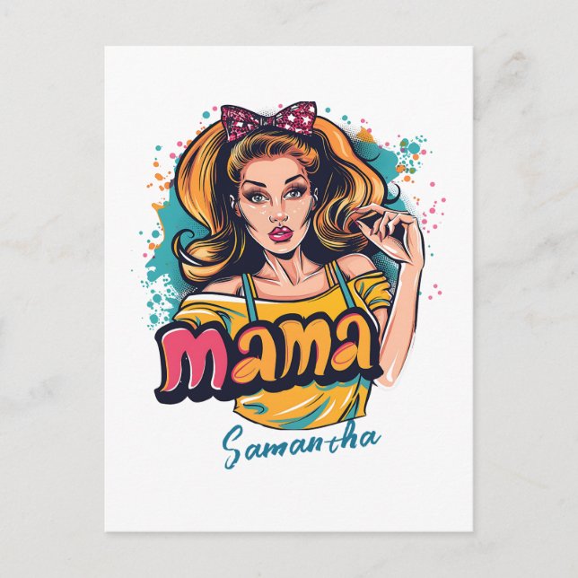 Personalized Retro  Mama Pop Art (10) Postcard (Front)
