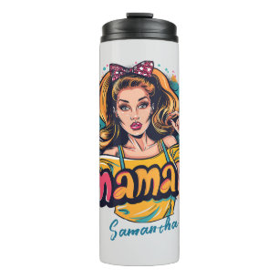 Personalized Retro  Mama Pop Art (10) Thermal Tumbler