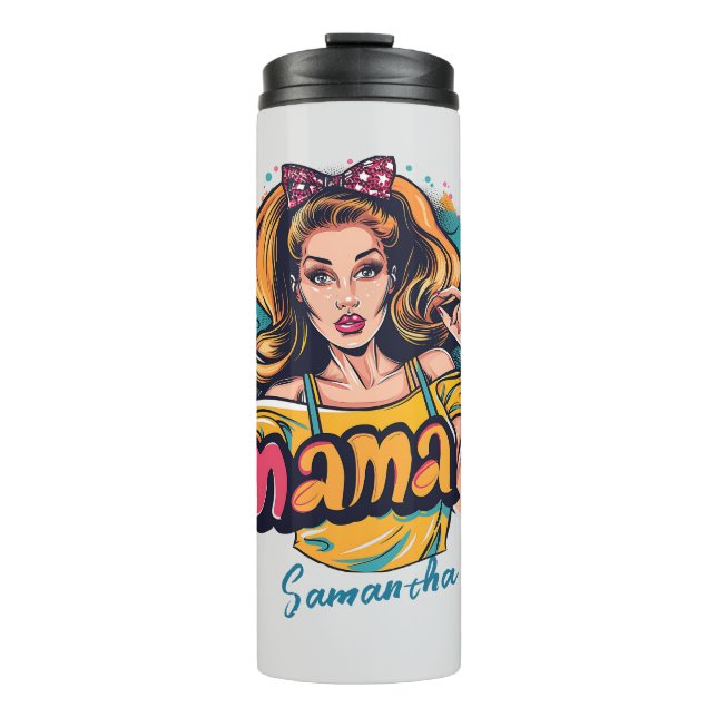 Personalized Retro  Mama Pop Art (10) Thermal Tumbler (Front)