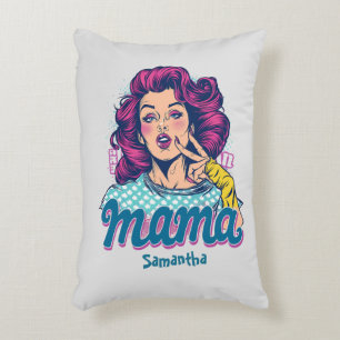 Personalized Retro  Mama Pop Art (11) Accent Pillow