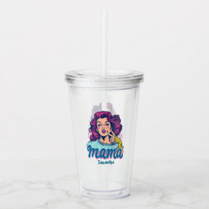Personalized Retro Mama Pop Art (11) Acrylic Tumbler