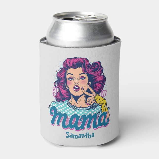 Personalized Retro  Mama Pop Art (11) Can Cooler (Can Front)