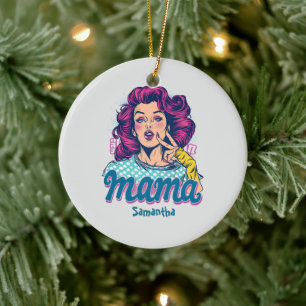 Personalized Retro  Mama Pop Art (11) Ceramic Ornament