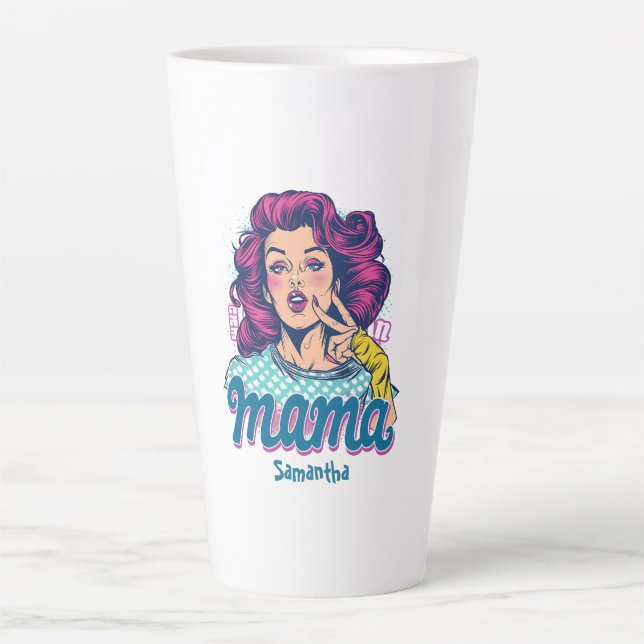 Personalized Retro  Mama Pop Art (11) Latte Mug (Front)