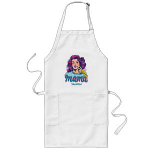 Personalized Retro Mama Pop Art (11) Long Apron