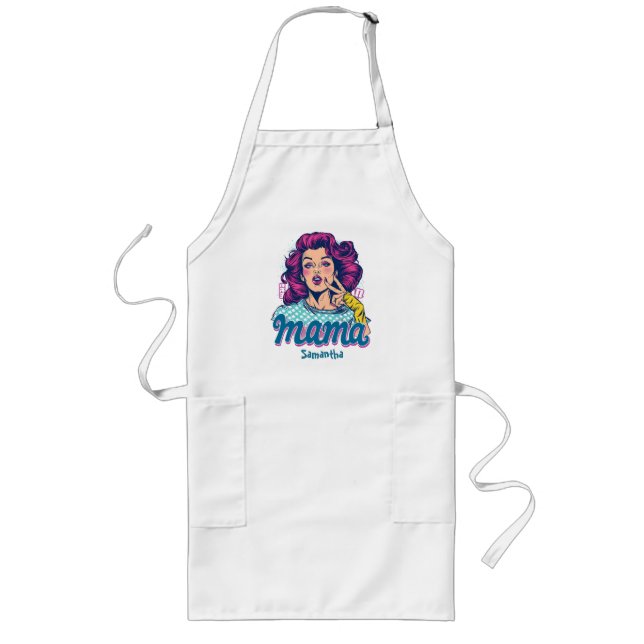 Personalized Retro  Mama Pop Art (11) Long Apron (Front)