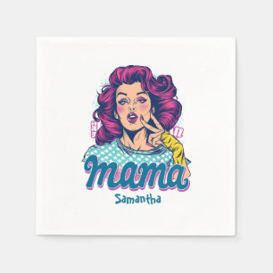 Personalized Retro Mama Pop Art (11) Napkin