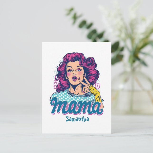 Personalized Retro  Mama Pop Art (11) Postcard (Standing Front)