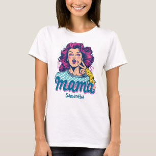 Personalized Retro Mama Pop Art (11) T-Shirt