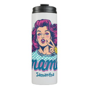 Personalized Retro Mama Pop Art (11) Thermal Tumbler