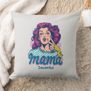 Personalized Retro  Mama Pop Art (11) Throw Pillow