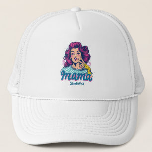 Personalized Retro  Mama Pop Art (11) Trucker Hat