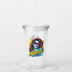Personalized Retro Mama Pop Art (12) Acrylic Tumbler