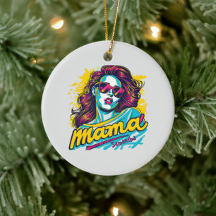 Personalized Retro Mama Pop Art (12) Ceramic Ornament