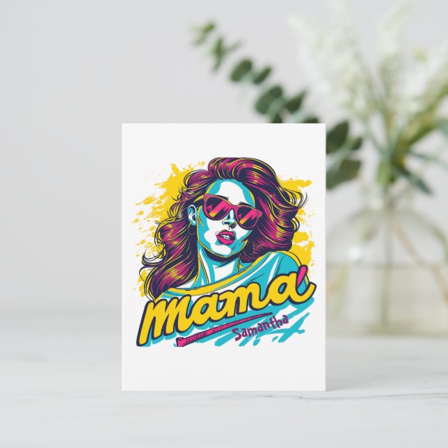Personalized Retro  Mama Pop Art (12) Postcard (Standing Front)