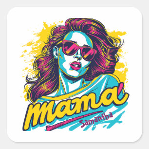 Personalized Retro Mama Pop Art (12) Square Sticker