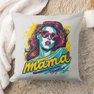 Personalized Retro  Mama Pop Art (12) Throw Pillow