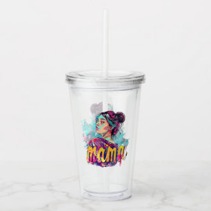 Personalized Retro Mama Pop Art (13) Acrylic Tumbler