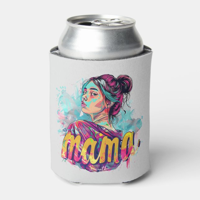 Personalized Retro  Mama Pop Art (13) Can Cooler (Can Front)
