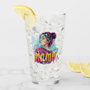 Personalized Retro Mama Pop Art (13) Glass