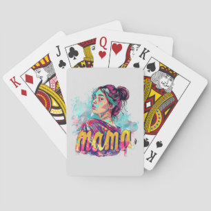 Personalized Retro  Mama Pop Art (13) Playing Cards