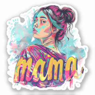 Personalized Retro Mama Pop Art (13) Sticker