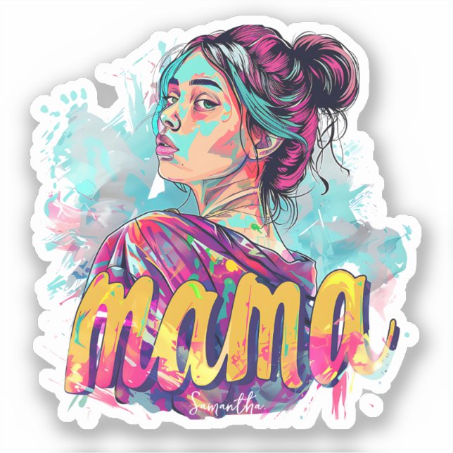 Personalized Retro  Mama Pop Art (13) Sticker (Front)