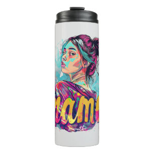 Personalized Retro Mama Pop Art (13) Thermal Tumbler