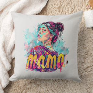 Personalized Retro  Mama Pop Art (13) Throw Pillow