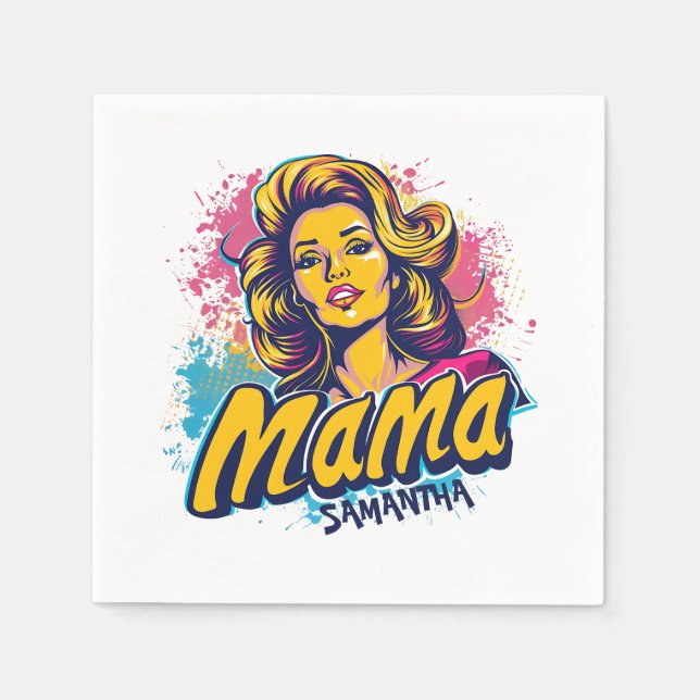 Personalized Retro  Mama Pop Art (14) Napkin (Front)