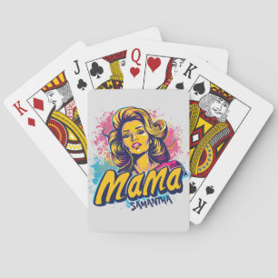 Personalized Retro  Mama Pop Art (14) Playing Cards